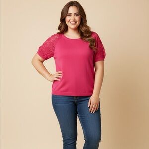Dalia Fuchsia Lace Sleeve Blouse